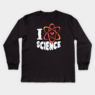 I Heart Science // I Love Science // Atom Symbol Kids Long Sleeve T-Shirt